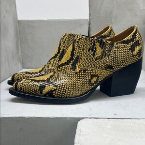 Chloe Yellow and Black Snake Print Heeled Boots